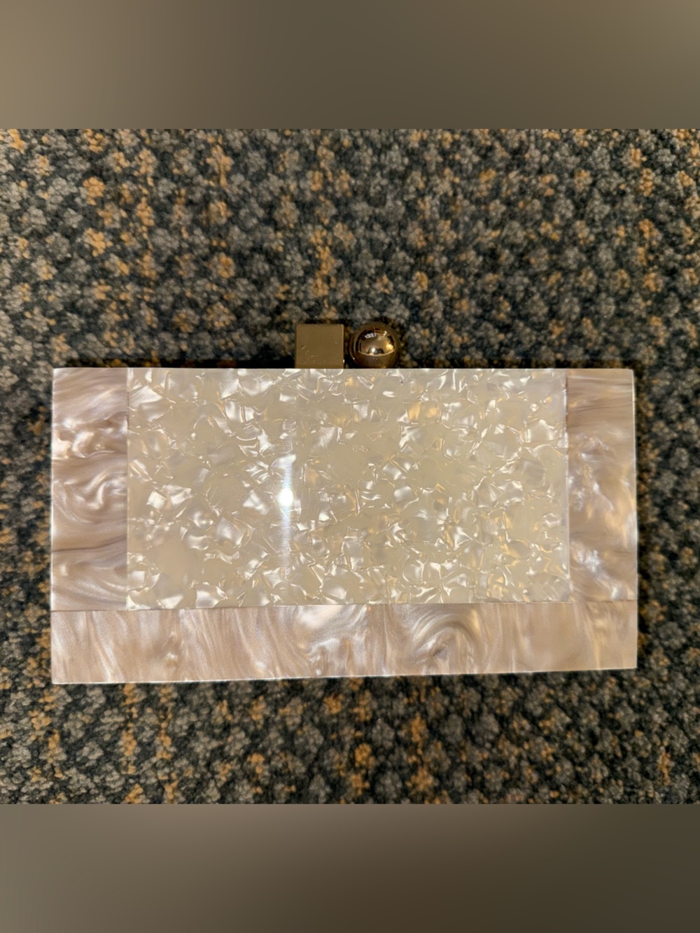 Pink Marble Acetate Clutch with Strap